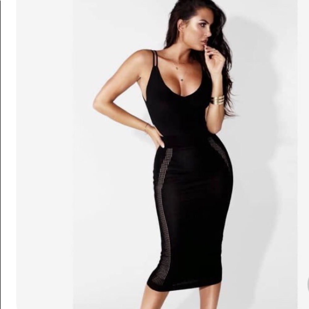 Skirt...Jluxlabel black upscale side netted skirt